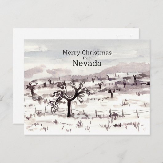 ネバダ・ジョシュアの冬からのメリークリスマス シーズンポストカード (正面/裏面)