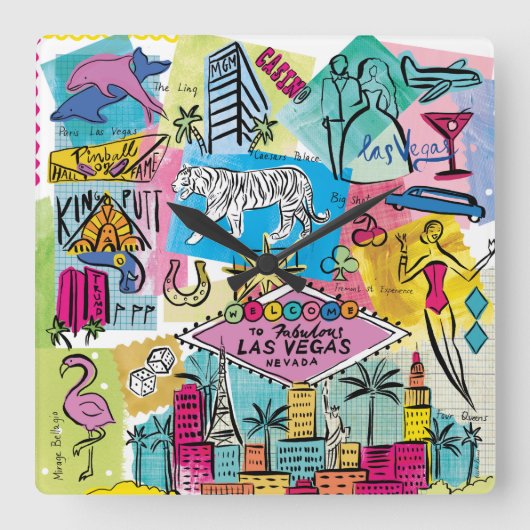 ネバダ·ラスベガス スクエア壁時計 (正面)