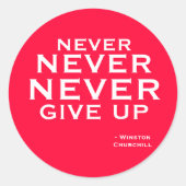 ネバーア与えップ引用文ウィンストンチャーチルレッド&ホワイト ラウンドシール (正面)
