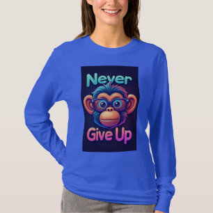 ネバーギブアップ カラフルなキャラクタモンキー Tシャツ