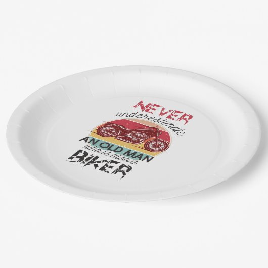 ネバーサプライムオールドマンバイクもしくは自転車に乗る人 ペーパープレート (アングル)