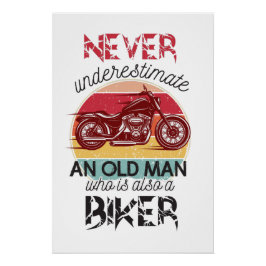 ネバーサプライムオールドマンバイクもしくは自転車に乗る人 ポスター