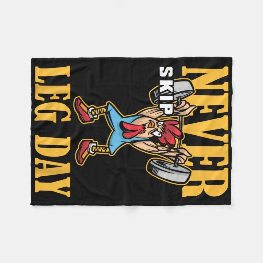 ネバースキップレッグの日の重量挙げトレーニング フリースブランケット (正面(横))