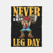 ネバースキップレッグの日の重量挙げトレーニング フリースブランケット (正面)