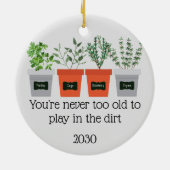 ネバートゥオールドおもしろいガーデニング引用文 セラミックオーナメント (裏面)