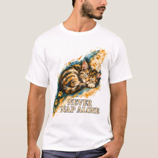 ネバーナップアローン 眠れるトラ猫 ゴールデンパウ プリン Tシャツ