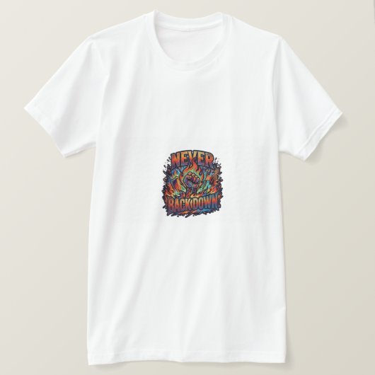 ネバーバックダウン Tシャツ デザイン (デザイン正面)