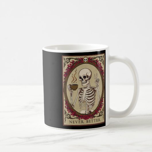 ネバーベターおもしろいスカルハロウィン男性へ コーヒーマグカップ (右)