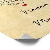 ネバーマイラブヴィンテージハートソングリリックプリント ポスター (角)