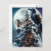 ネバーモアのゴシック様式のクリスマスツリーとハートレイヴン ポストカード (正面/裏面)