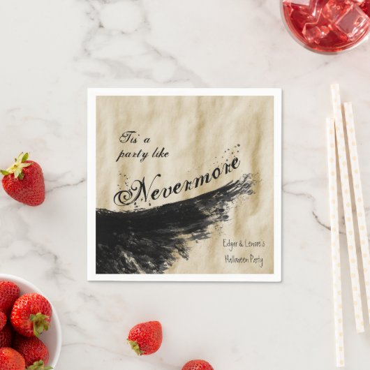 ネバーモアのパーティーの羽のハロウィーン スタンダードカクテルナプキン (インサイチュ)