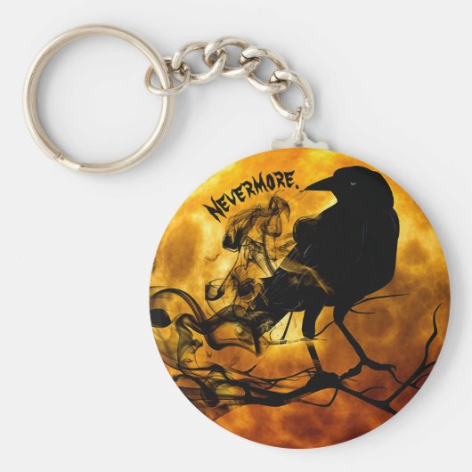 'ネバーモアカッコいい'レイヴンオレンジムーンウィスピー幽霊たち キーホルダー (正面)