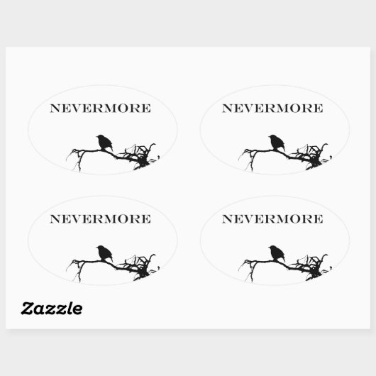 ネバーモアラーベンポーブーダーアランポー引用文 楕円形シール (シート)