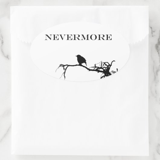 ネバーモアラーベンポーブーダーアランポー引用文 楕円形シール (バッグ)