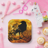 ネバーモア間抜けブーブブラックレイブンハローウィンパーティ ペーパープレート (パーティー)