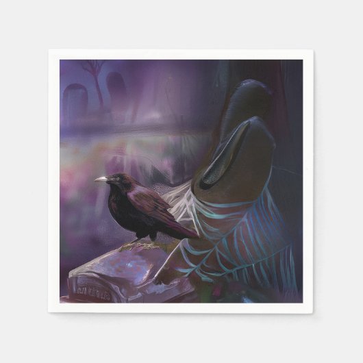 ネバーモア、レイヴン墓地ナプキンズ・ハロウィーン スタンダードカクテルナプキン (正面)