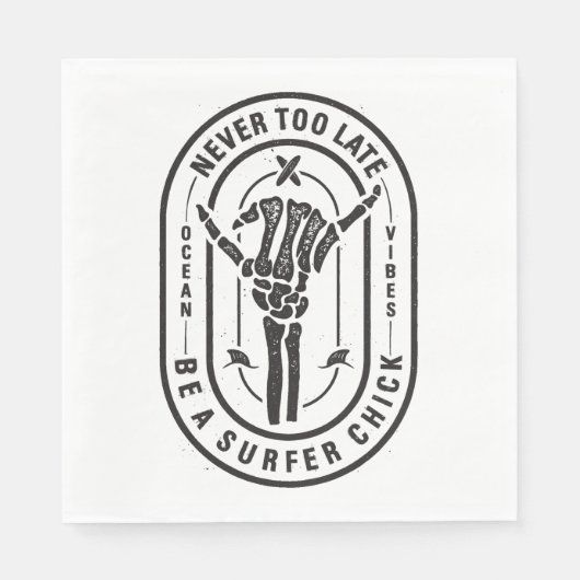 ネバーレイトスケルトンサーファーシック海ビベス スタンダードランチョンナプキン (正面)