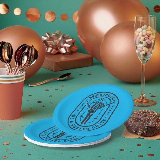 ネバーレイトスケルトンサーファーシック海ビベス ペーパープレート