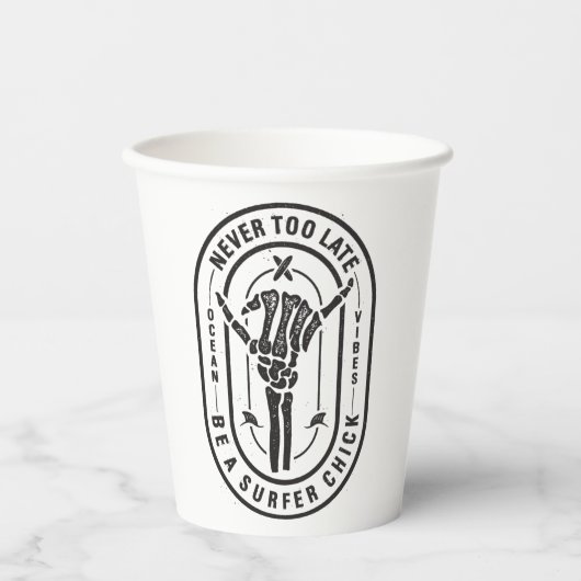 ネバーレイトスケルトンサーファーシック海ビベス 紙コップ (正面)