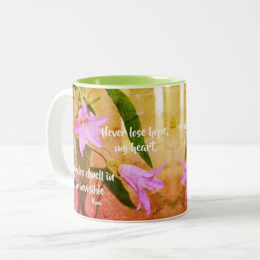 ネバーロープホープるみ感動的引用文 ツートーンマグカップ (正面左)
