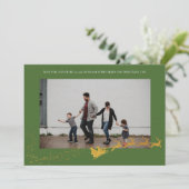 ネバー・トゥ・オールド グリーン フェイクゴールド グリッター フォト シーズンカード (スタンド正面)