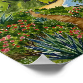 ネパリコーストカウアイハワイの水彩画 ポスター (角)