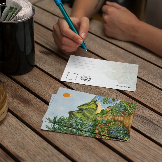 ネパリコーストカウアイハワイ水彩絵葉書 サンキューカード