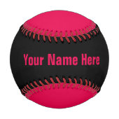 ネパーソナライズされたオンピンクと黒の野球 野球ボール (裏面)