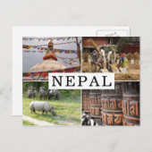ネパールでの生活ツーリズム写真コラージュ ポストカード (正面/裏面)