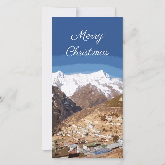 ネパールのナムチェバザールと山の景色 クリスマス (正面)