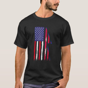 ネパールのルーツハーフアメリカ国旗の愛国的な顔 Tシャツ