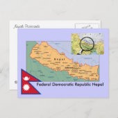 ネパールの地図 ポストカード (正面/裏面)