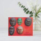 ネパールの木製のマスク ポストカード (スタンド正面)