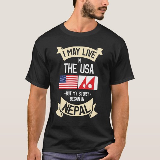 ネパールアメリカ国旗Usaネパールルーツ Tシャツ (正面)