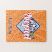 ネパールウィズマウンテンズレトロフラッグヴィンテージホリデー ジグソーパズル (横)