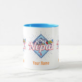 ネパールウィズマウンテンズレトロフラッグヴィンテージホリデー マグカップ (中央)