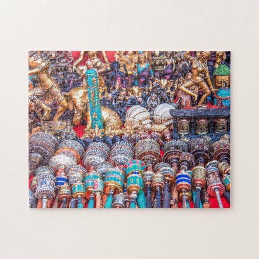 ネパールカラフル市場ヒンドゥー教徒と仏教徒の取引 ジグソーパズル (横)