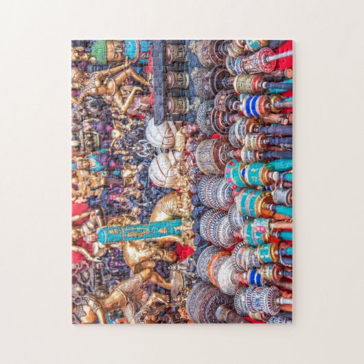 ネパールカラフル市場ヒンドゥー教徒と仏教徒の取引 ジグソーパズル (縦)