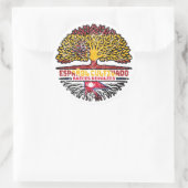 ネパールスペインスペインのツリールーツ国旗 ラウンドシール (バッグ)