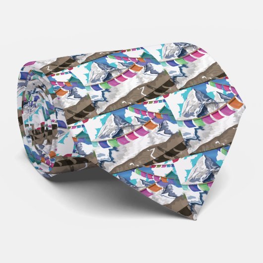 ネパールヒマラヤの祈りの言葉フラグス旅行ポスター ネクタイ (ロール)