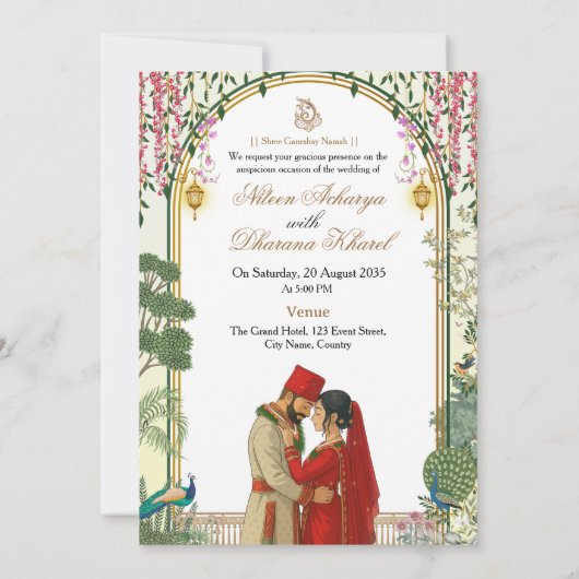 ネパール人+花嫁+花婿+結婚+カード 招待状 (裏面)