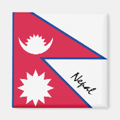 ネパール国旗とアジアの休日/スポーツファン マグネット (正面)