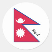 ネパール国旗の愛国者、休日/スポーツ ラウンドシール (正面)