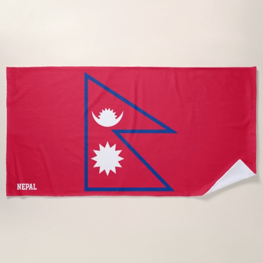 ネパール国旗の輝かしい愛国心 ビーチタオル (正面)