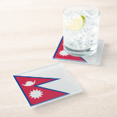 ネパール国旗 ガラスコースター (アングル)