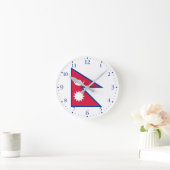 ネパール国旗 ラウンド壁時計 (ホーム)