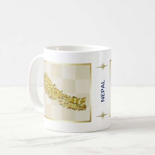 ネパール国旗+地図マグカップ コーヒーマグカップ (正面左)