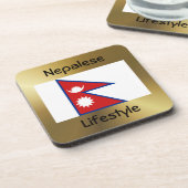 ネパール国旗+文字コースター コースター (左側)