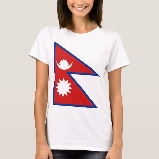 ネパール国旗x地図Tシャツ Tシャツ (正面)