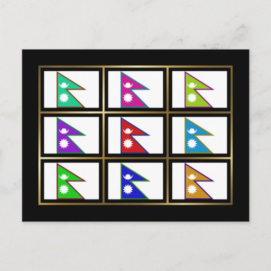 ネパール多色旗はがき ポストカード (正面)